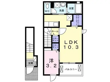 ルナ・コート習志野(1LDK/2階)の間取り写真