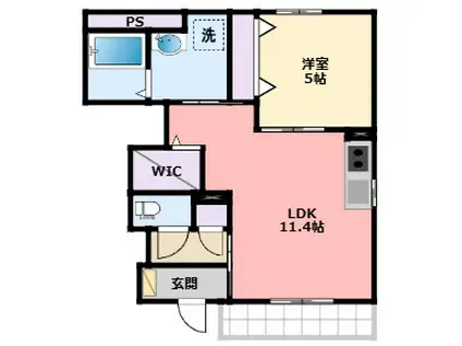 西宮市甲子園町アパート(1LDK/1階)の間取り写真