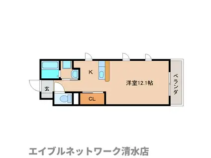 バンテージおりど(ワンルーム/3階)の間取り写真