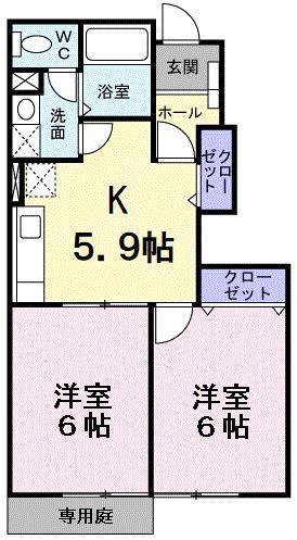 エトワール(2K/1階)の間取り写真