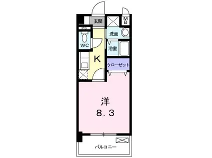 アルデール麻里布(1K/3階)の間取り写真