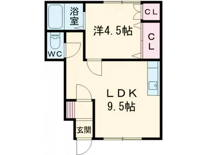 コーポ三愛B(1LDK/1階)の間取り写真