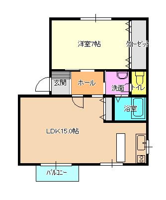 VILLAグランメール(1LDK/1階)の間取り写真