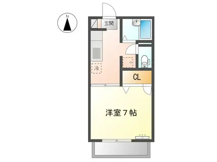 プログレス4(1K/1階)の間取り写真