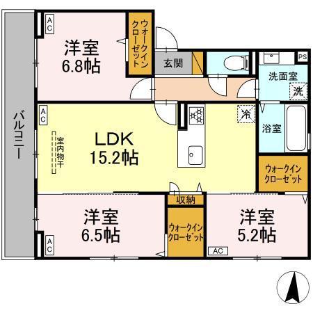 D-ROOM若草(3LDK/3階)の間取り写真