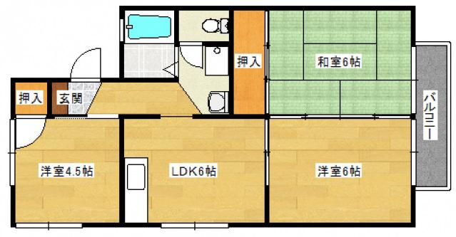 セジュール福島A棟(3DK/1階)の間取り写真