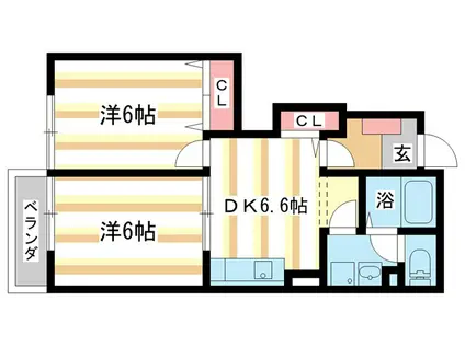フォンテーヌN-II(2DK/1階)の間取り写真