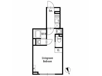 グランパセオ市谷仲之町(1K/1階)の間取り写真