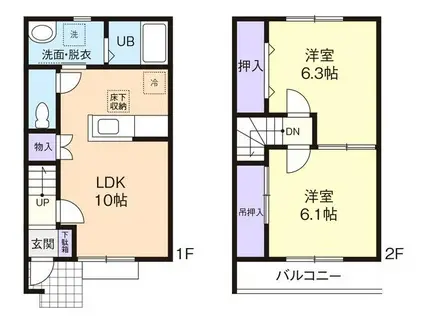 ねこのしっぽ(2LDK/1階)の間取り写真