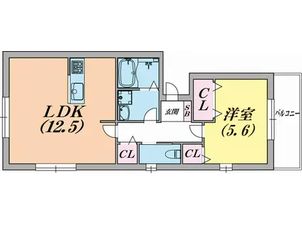 KARIN西山町(1LDK/2階)の間取り写真