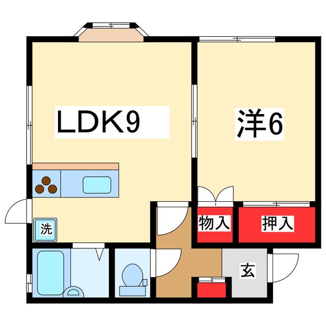 スペリオール白山浦(1LDK/1階)の間取り写真