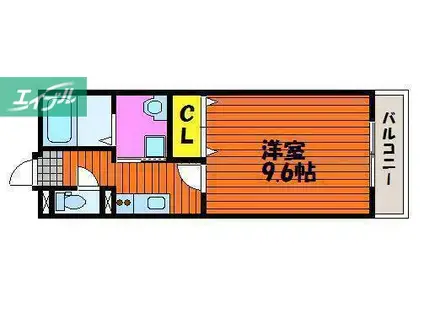 ピア伊福町(1K/1階)の間取り写真