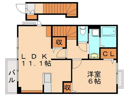 エスポワール(1LDK/2階)の間取り写真