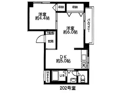 松栄ビル(2DK/2階)の間取り写真