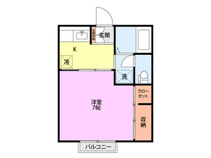 ソレイユ(1K/1階)の間取り写真