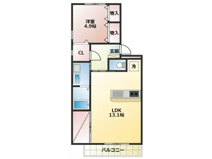 BELL SILK(1LDK/3階)の間取り写真