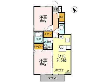 サンローズコート(2DK/1階)の間取り写真