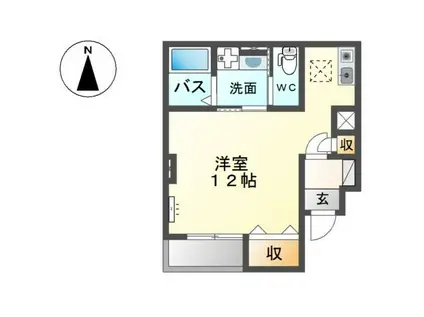 アリスト(ワンルーム/1階)の間取り写真