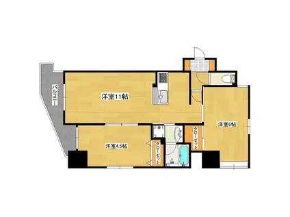 アルシオネ荒田(2LDK/4階)の間取り写真