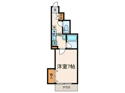 ユーケイハイム(1K/1階)の間取り写真