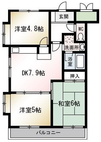 風流の丘(3DK/2階)の間取り写真