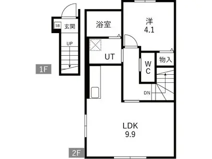 LEVEL VIJF B(1LDK/2階)の間取り写真