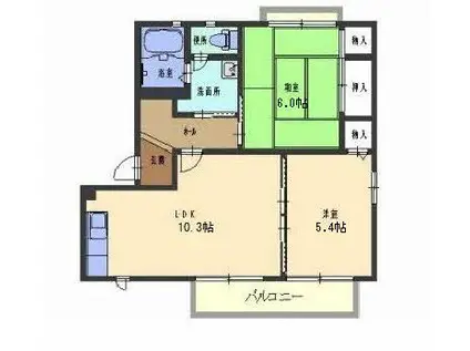 シャーメゾンピュアズ(2LDK/2階)の間取り写真