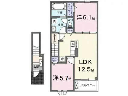 アルデバラン(2LDK/2階)の間取り写真