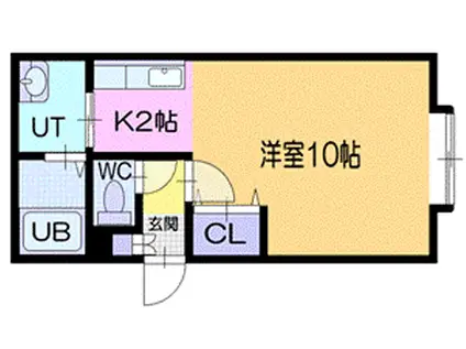 SWEETBAY小樽(1K/2階)の間取り写真