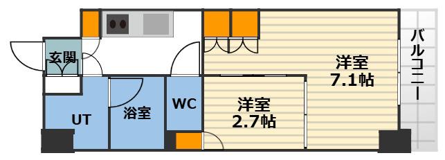 ウエリスアーバン守口(2K/6階)の間取り写真