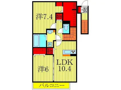グリシーヌ(2LDK/2階)の間取り写真