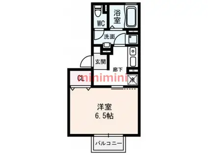 セジュール千里丘(1K/2階)の間取り写真