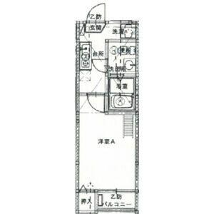ペルカルロ白龍町(1K/2階)の間取り写真