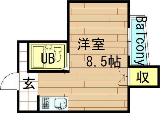 ルミエール牧野(ワンルーム/2階)の間取り写真