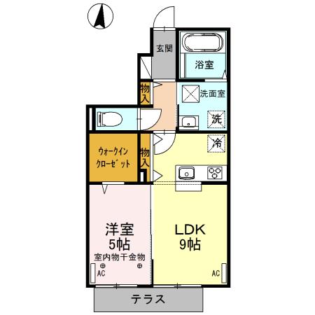 リヴェールヴィラ(1LDK/1階)の間取り写真