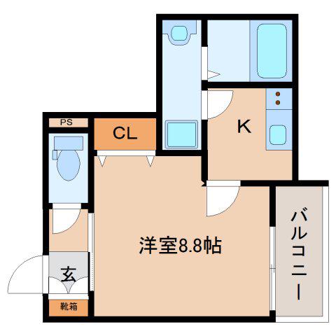 メゾン未来 芝辻(1K/1階)の間取り写真