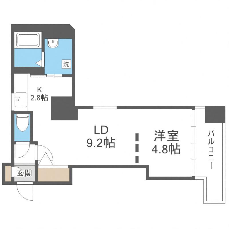 札幌中央レジデンス(1LDK/6階)の間取り写真