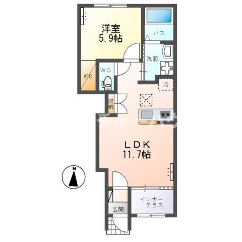 水戸市堀町アパート(1LDK/1階)の間取り写真