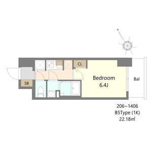 S-RESIDENCE堺湊駅前AZURE(1K/5階)の間取り写真