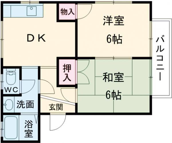ハイツひろ(2DK/2階)の間取り写真