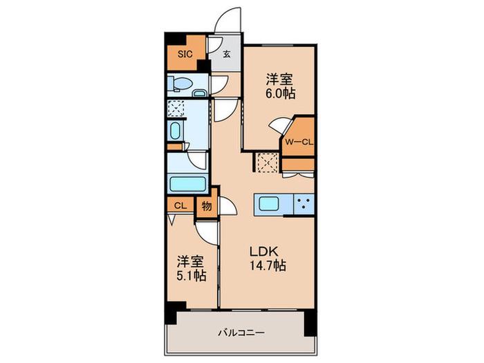 プラウド練馬中村橋マークス(2LDK/4階)の間取り写真
