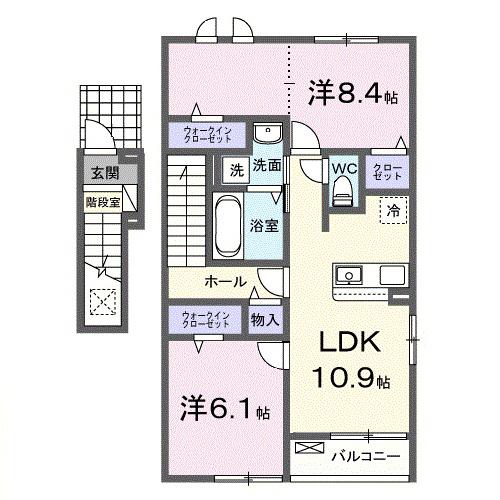 セレスティアII(2LDK/2階)の間取り写真