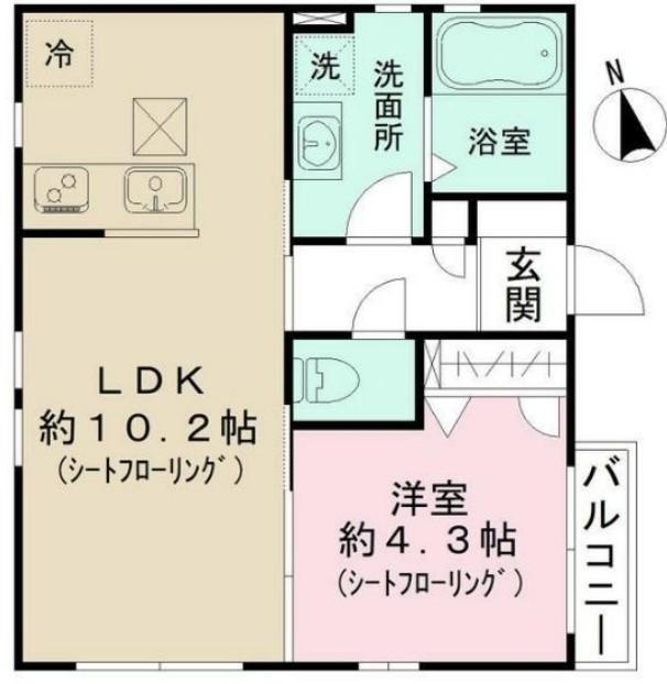 メープルハウス(1LDK/1階)の間取り写真