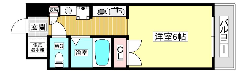 レジーナ西宮北口II(ワンルーム/2階)の間取り写真
