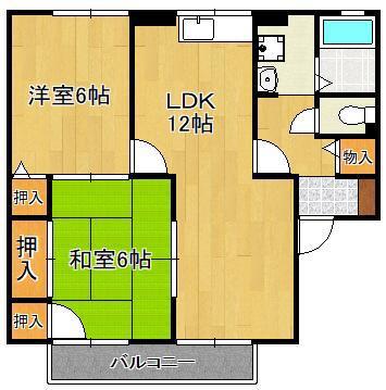 ポサーダ中尾C棟(2LDK/2階)の間取り写真