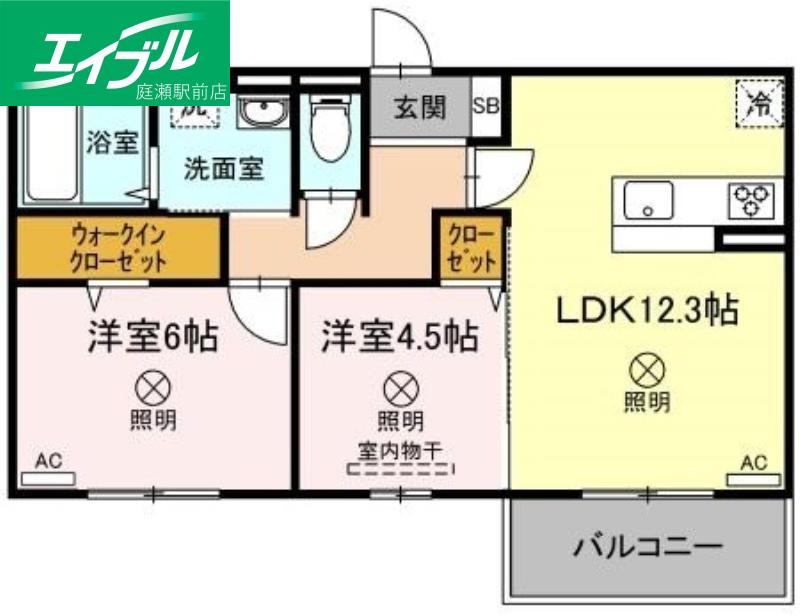 プラトー B棟(2LDK/3階)の間取り写真