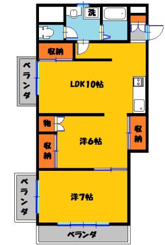 新泉ビル(2LDK/3階)の間取り写真