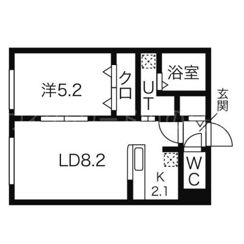 キューブ中の島2・3N(1LDK/5階)の間取り写真