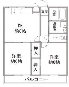 プラザ西調布(2DK/1階)の間取り写真
