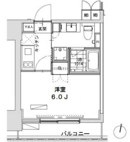 グランディオール広尾テラス(1K/9階)の間取り写真